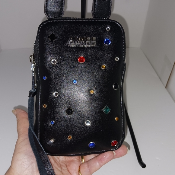Aimee Kestenberg Black Leather Jeweled Crossbody Bag - Picture 2 of 8